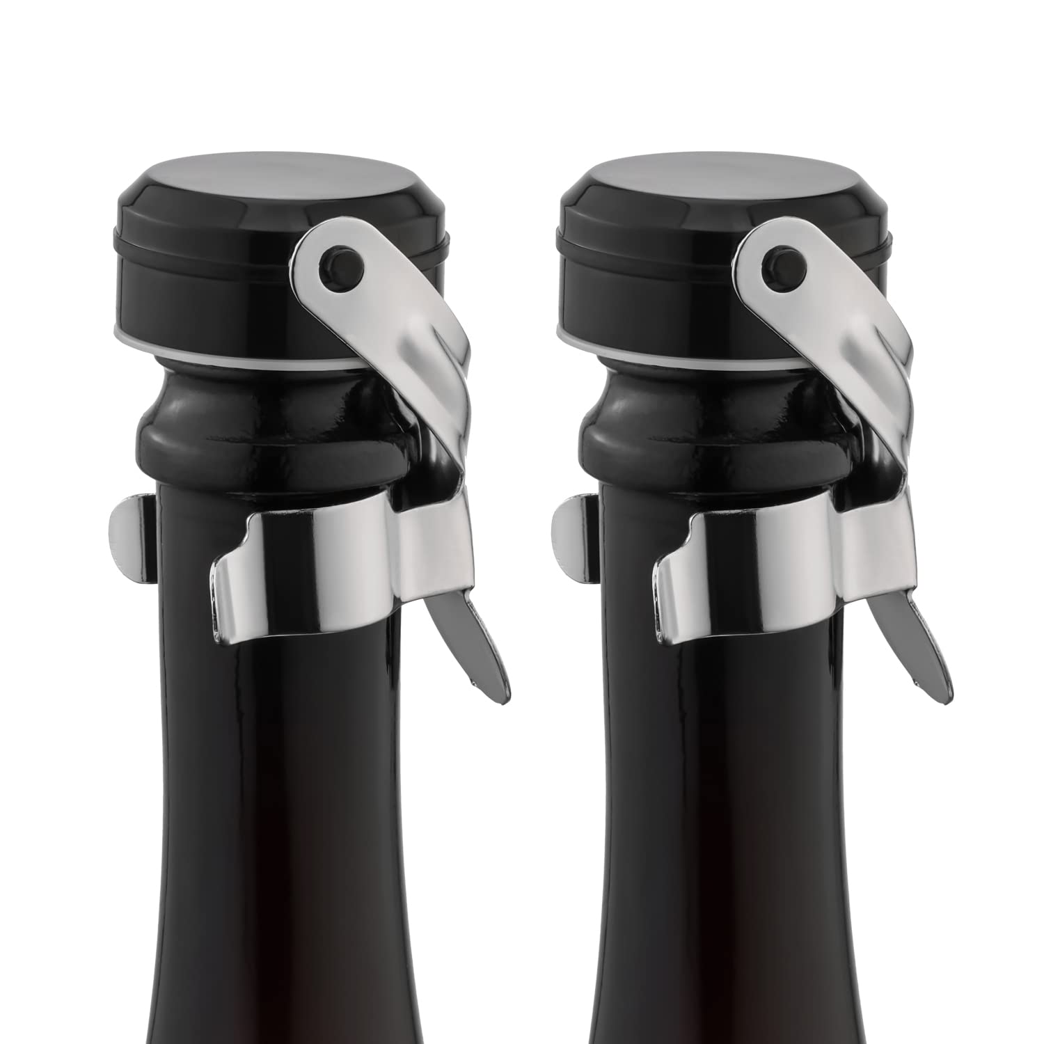 WOTOR Champagne & Wine Bottle Stoppers, Champagne Cork, 2 Pack, Silver | Food Gr