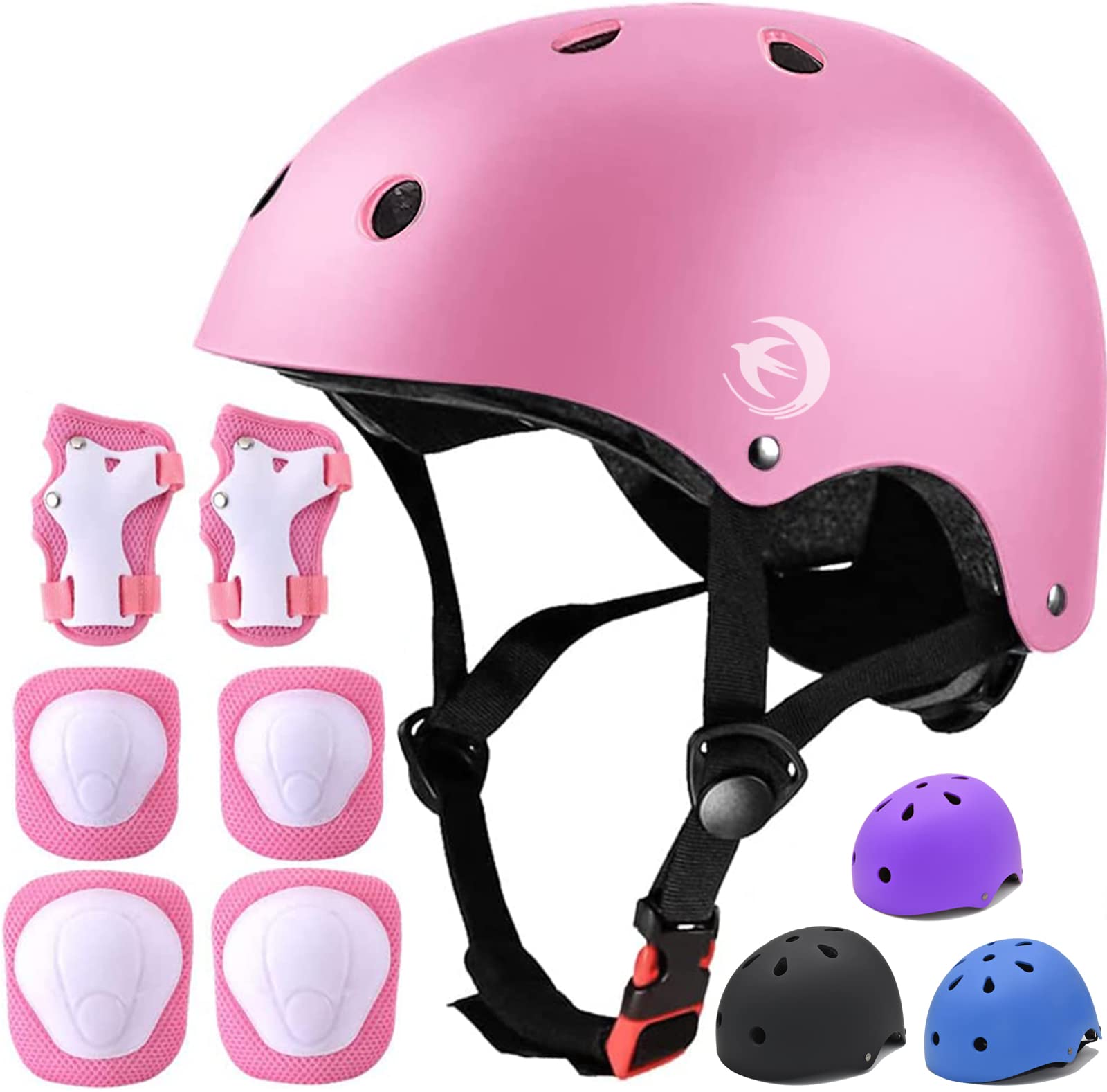 Kids Helmet Set with Knee Pads Elbow Pads Wrist Guards,Adjustable Helmet for Tod