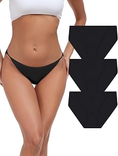 ANLIQI Women’s High Cut String Bikini Underwear Soft Modal Low Rise No Show Panties Plus Size Bikini Panties Multi Pack
