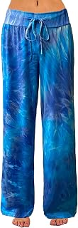iniber Women's Floral Wide Leg Pajama Pants Casual Yoga Palazzo Drawstring Loose Trousers