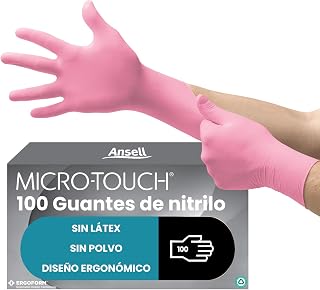 Ansell Nitrile Powder Free Medical Gloves, Resistant, Latex Free, Size M (100 Units), Pink (93XX2)