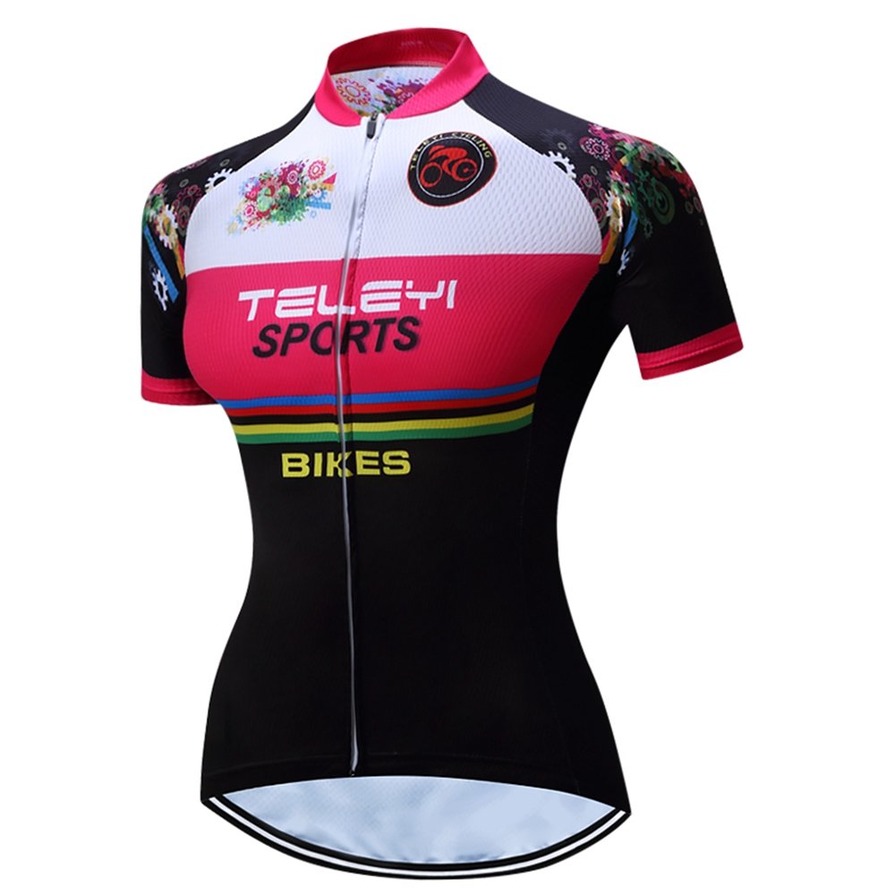 Ladies Cycling Jersey Short Sleeve 3 Pockets Reflective S-3XL
