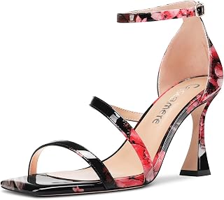Castamere Women's High Heel Open Toe Cap Sandals Ankle Strap Wedding Prom Dress 8.5 cm Heels