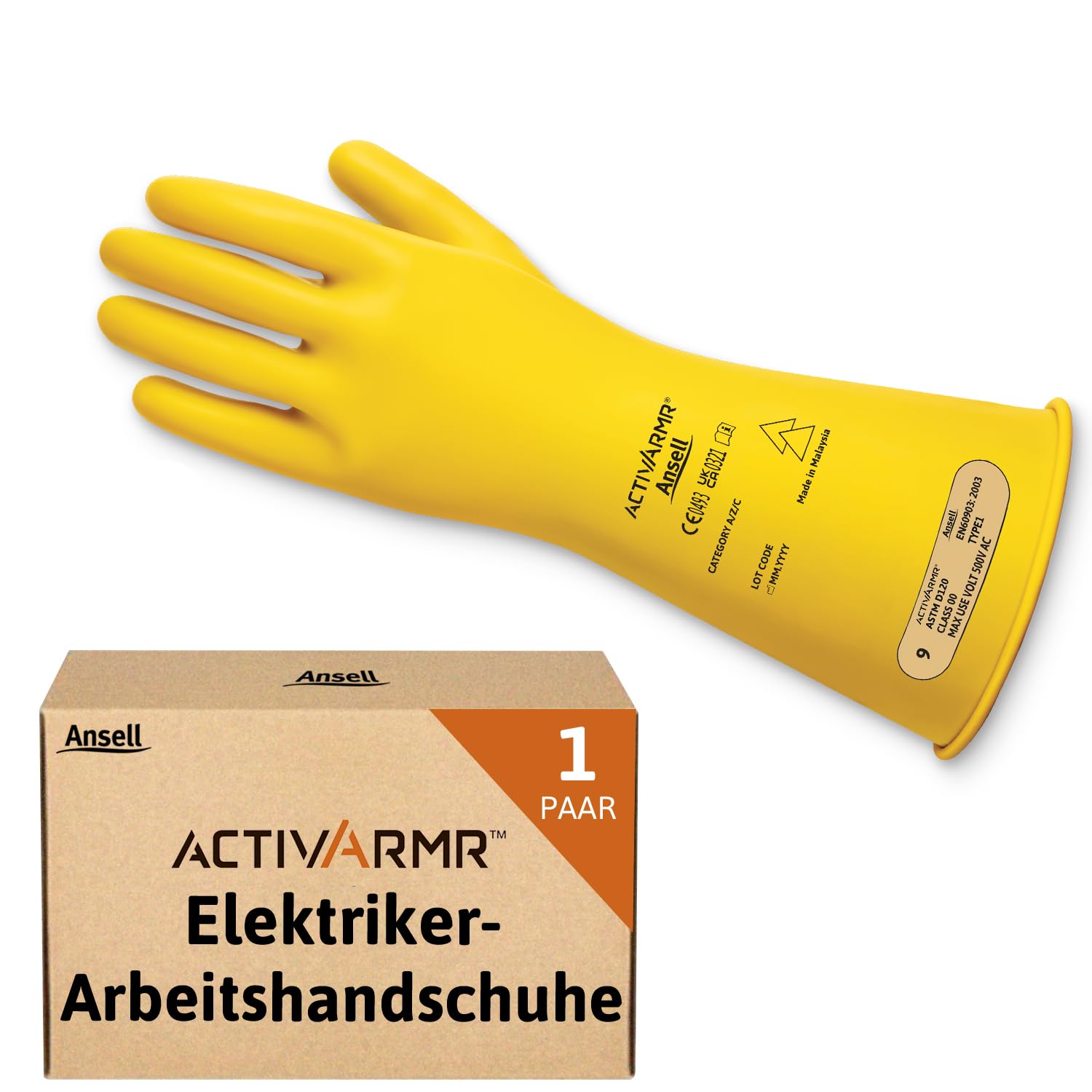 Ansell ActivArmr Electrician's Protective Gloves, Electrical Protection Class 00