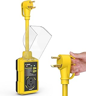 Kohree RV Surge Protector 30 Amp, Power Surge Voltage Protection 12000J | RV Adapter Plug, Waterproof Cover, LED Circuit Analyzer, RV Camping Accessories for Camper Travel Trailers , 30A Yellow