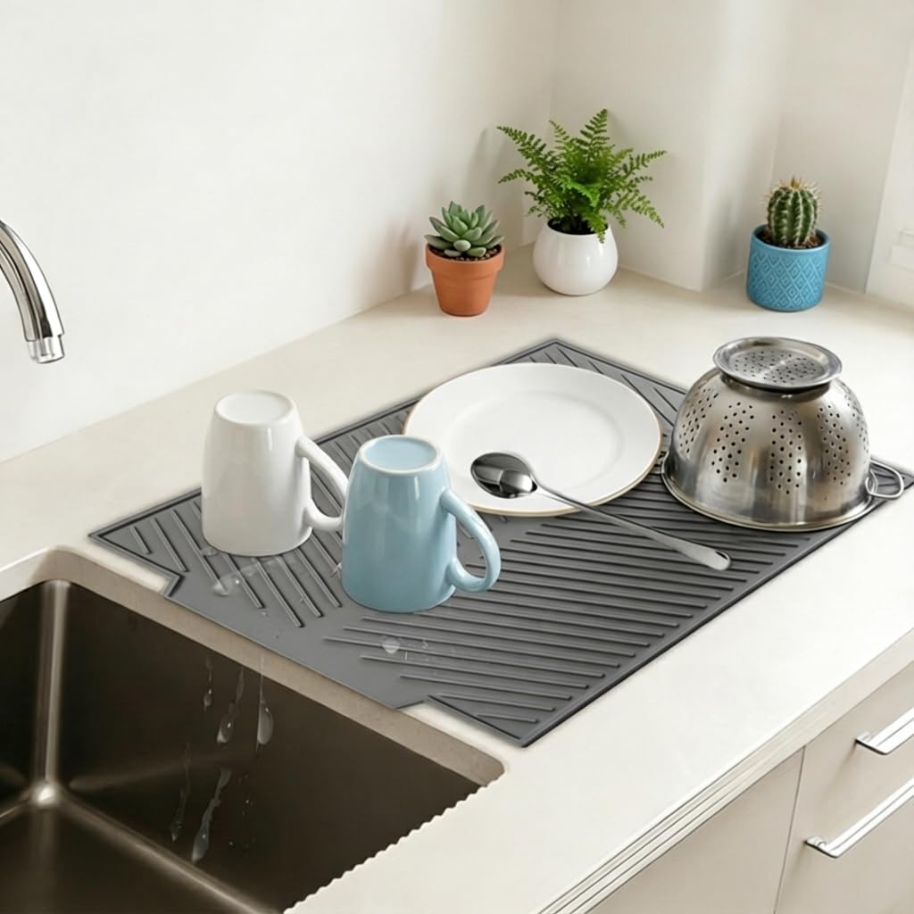 Silicone Dish Drying Mat, Eco-friendly Dish Drying Mat, Kitchen Counter Anti-Sli