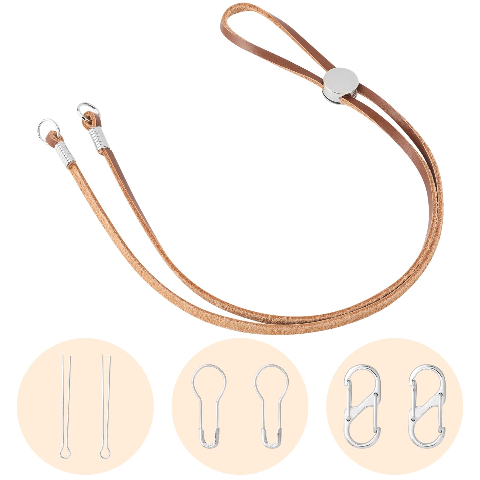 Epkoxlx Leather Hat Chin Strap, Adjustable Windproof Stampede String for Ranch, 