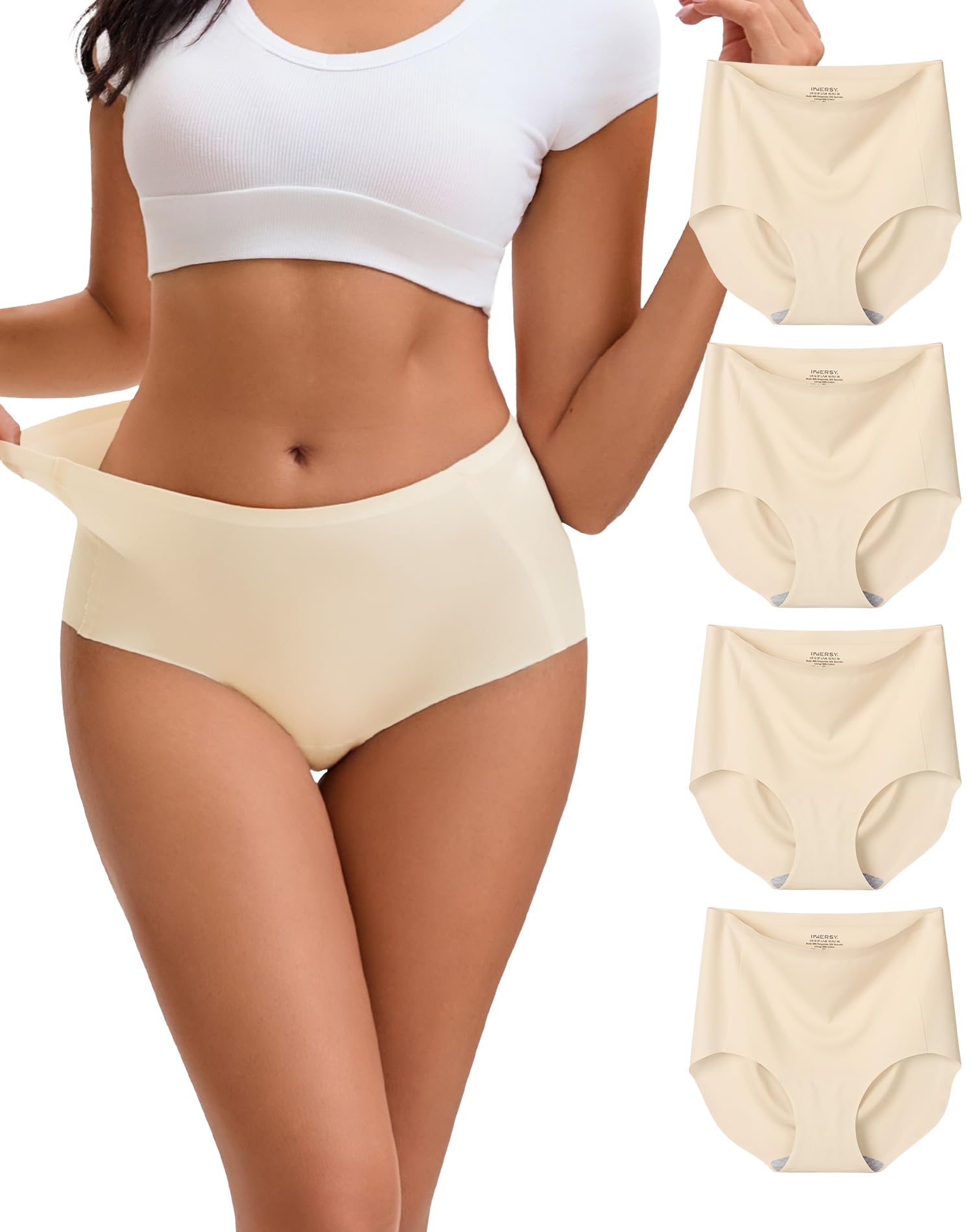 INNERSY Culotte sans Couture Femme Taille Haute Slip Microfibre Lot de 4