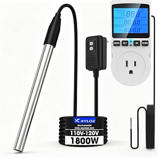 Xyloz 1800W Immersion Electric Water Heater with Thermostat & GFCI | Smart Temperature Control, Rapid Heating, Suitable for Small Pools, Hot Tubs, Buckets, Ponds, and Livestock Water Troughs