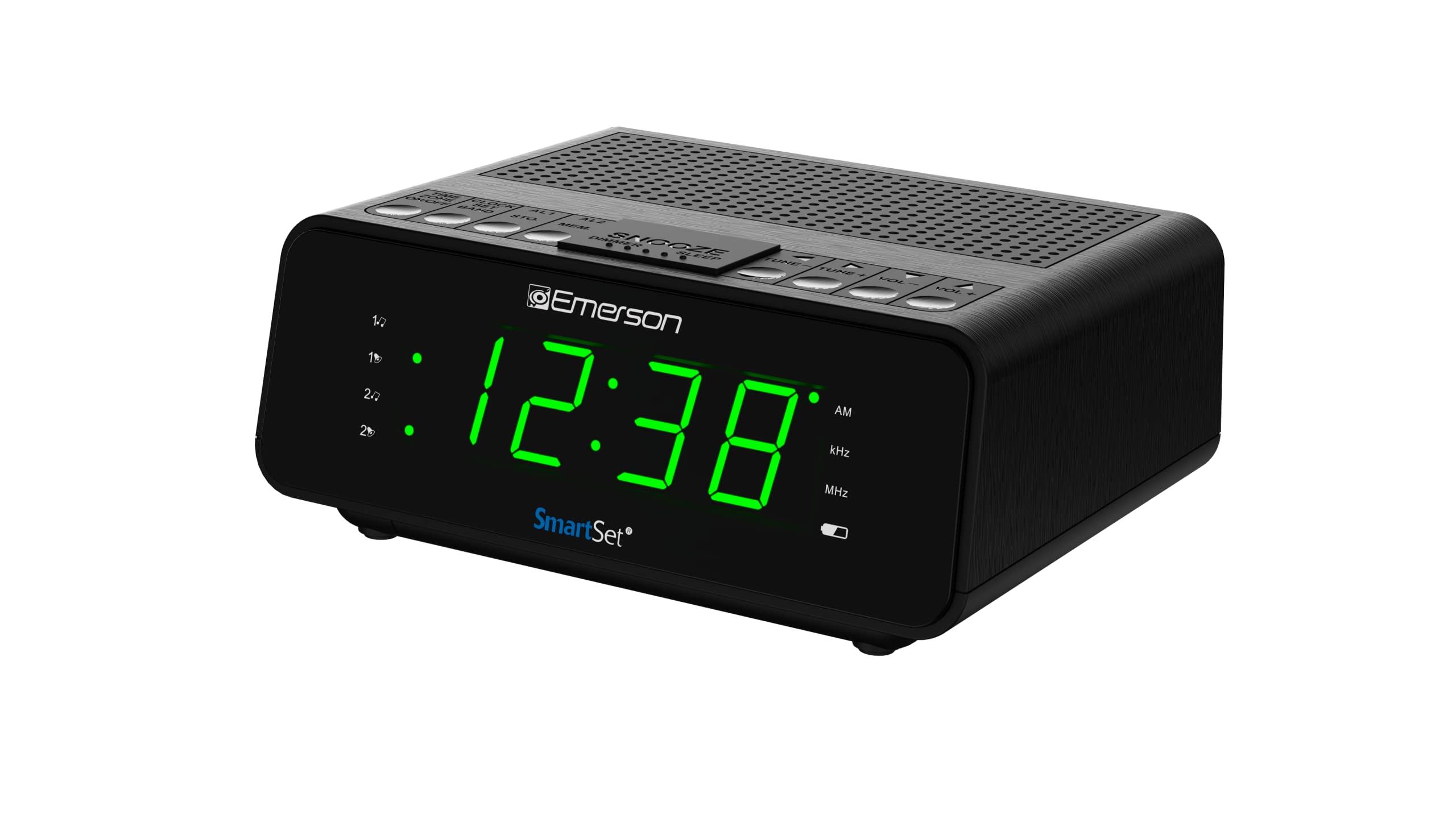 Emerson SmartSet Dual Alarm Clock Radio with AM/FM, Auto Time Setting, Sleep Tim