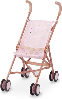 LullaBaby Baby Doll Stroller, Foldable Star-Print Toy Stroller, Accessory | Pink stroller with foam handles, double wheels, safety strap, fold-flat frame; fits most 14-inch dolls, Baby Doll; 2+ Years