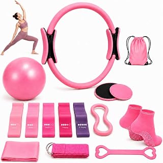 Spopal Pilates Kit for Women, [Gift for Women] Better Me Pilates Set | Yoga Ball, Ring, Resistance Bands, Sliding Disks, Pilate Essential Equipment for Home, Including Workout Guide