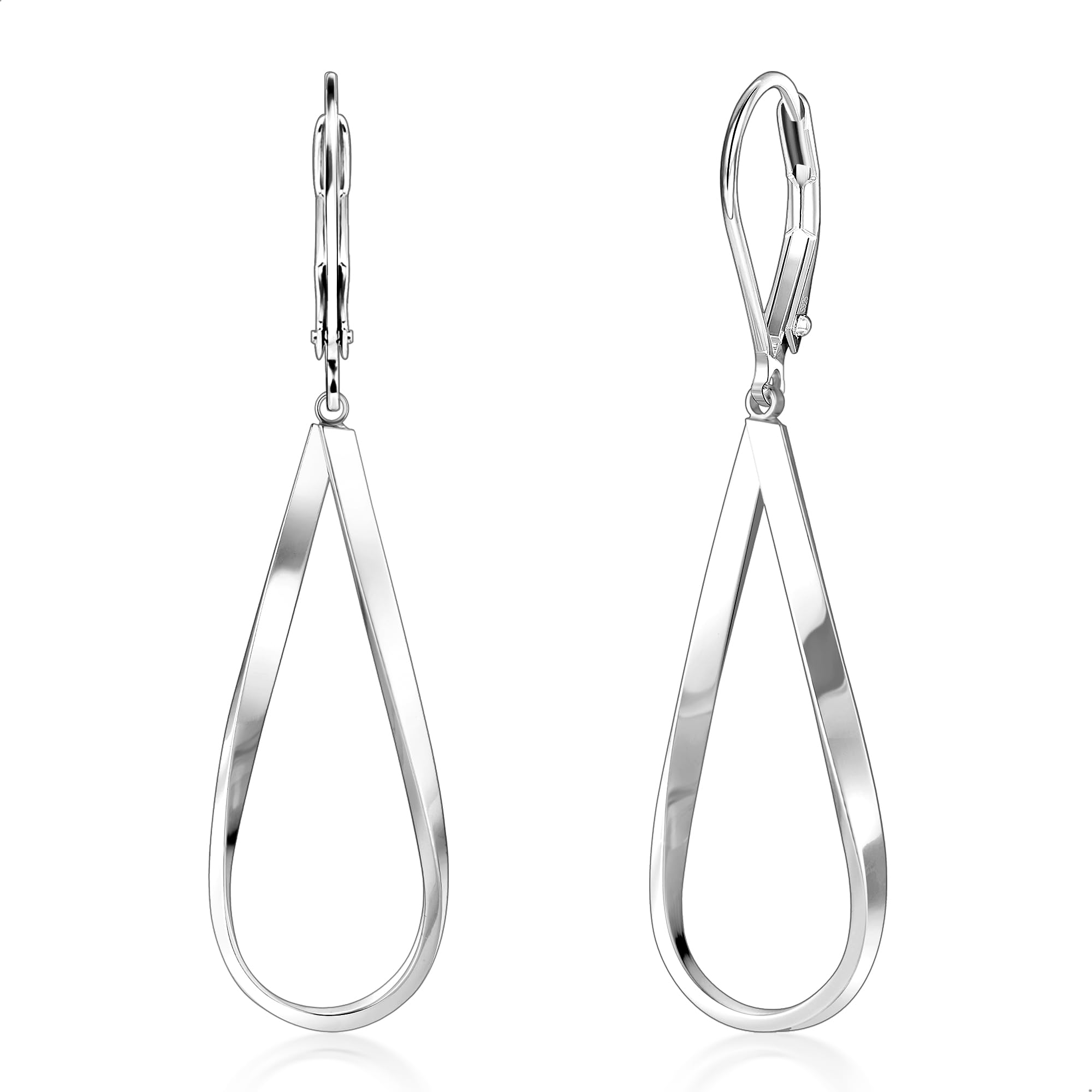 ALEXCRAFT Silver Teardrop Leverback Earrings for Women Trendy Waterdrop Drop Twi