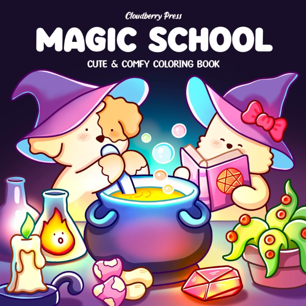 Magic School: Coloring Book for Adults and Teens Featuring Cute Animal Friends i