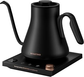 INTASTING Gooseneck Electric Kettle with ±1℉ Temperature Control, 0.9L | Fast Heating, Stainless Steel Interior, for Pour Over Coffee, Tea & Boiling Water, Keep Warm, 30 oz, Black