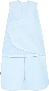 HALO SleepSack Swaddle | Cotton | 1.5 TOG | 68-75°F | 6-12 lbs |Baby Blue | 3-Way Swaddle: Arms In, Hands-to-Face or Arms Out | Double Zipper for Easy Changes | Hip-Healthy Design | Newborn 0-3 Months