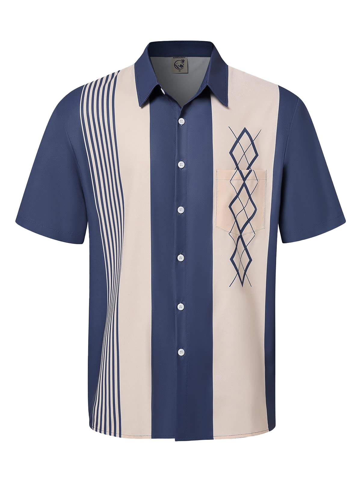 Hardaddy Vintage Printed Casual Summer Beach Hawaiian Short Sleeve Shirt