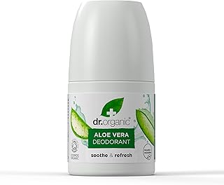 Dr Organic Aloe Vera Deodorant, Aluminium Free, Mens, Womens, Natural, Vegan, Cruelty-Free, Paraben & SLS-Free, Recycled & Recyclable, Certified Organic, 50ml