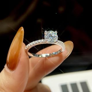 1pc Classic Simple 4 Prong Diamond Ring 1carat-3ct Synthetic Moissanite Engagement Gift for Women Prom Gift Fine Jewelry Gift (5)