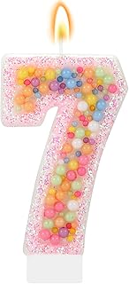 Pastel Macaron 7th Birthday Candle Sweet Pink Number 7 Candle Cake Topper Cupcake Decorations for Girls and Women Party Decor Anniversary Celebrations Supplies