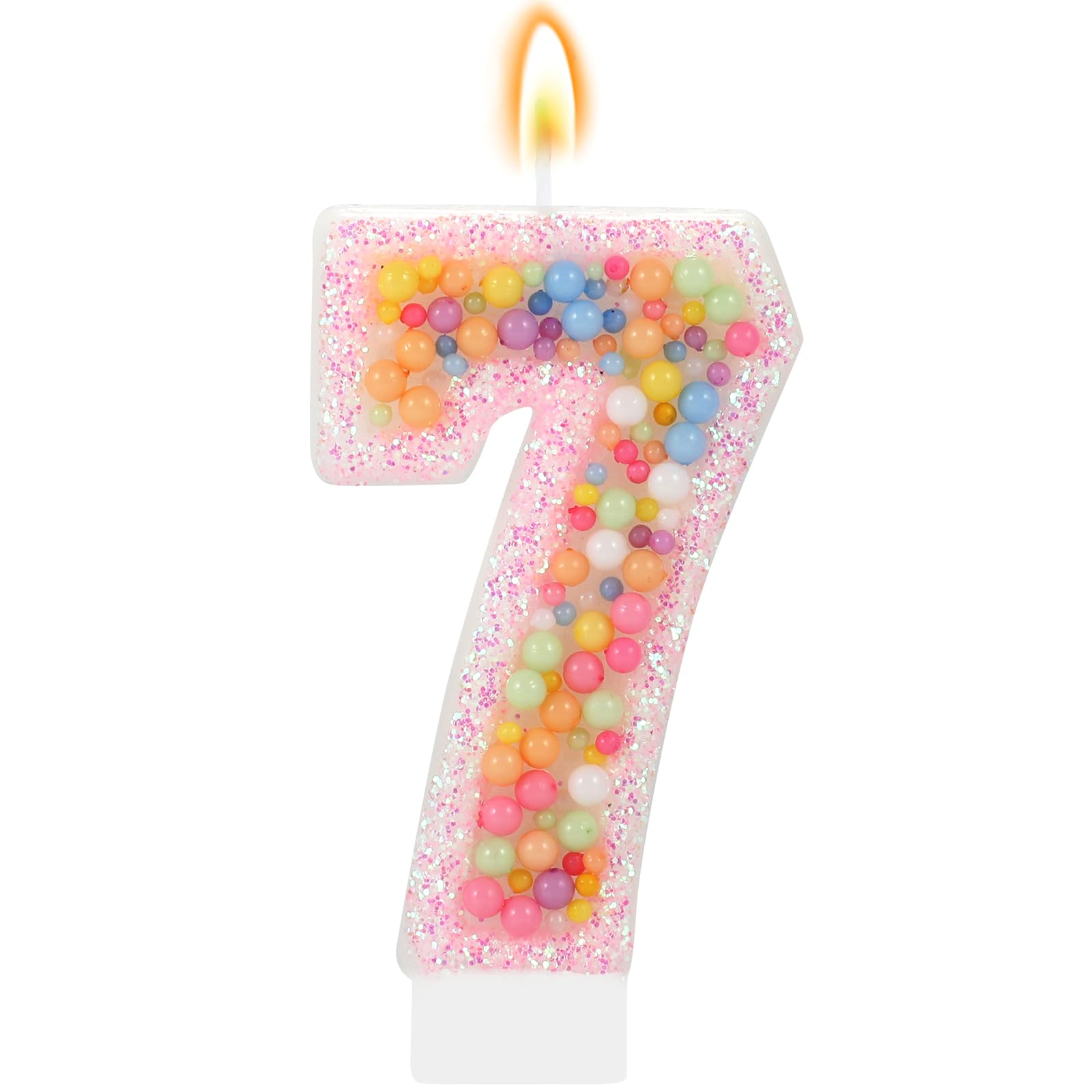 Pastel Macaron 7th Birthday Candle Sweet Pink Number 7 Candle Cake Topper Cupcak