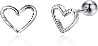 JSGEMSLEE Hypoallergenic 925 Sterling Silver Stud Earrings for Women With Screw Back Small Butterfly Heart Flower Earrings for Girls Tragus Cartilage Jewelry Gifts