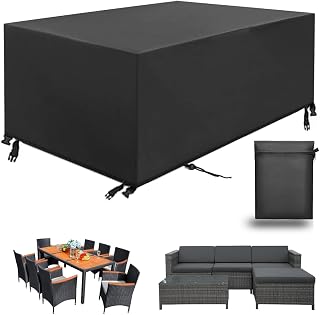 Aipwerer Cover for Outdoor Garden Furniture 420D Oxford 213 x 133 x 72 cm | Black, 420D Oxford, Waterproof, Anti-UV and Tear Resistant, with Drawstring and Straps, for Table and Garden Furniture