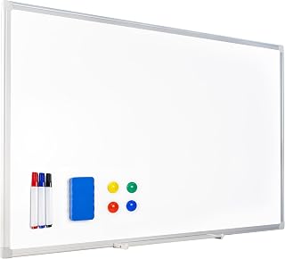 Raylu Paper - Aluminium Frame Magnetic Whiteboard Large Dry Erase Magnetic Whiteboard with Pen Tray (90x60cm)