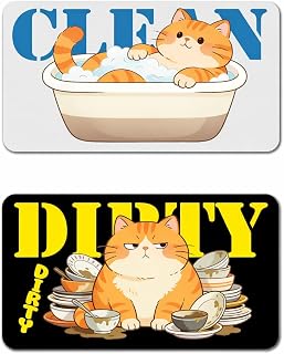 Cat Dishwasher Magnet Clean Dirty Sign, Double-Sided Dishwasher Status Magnet, Cute Cat Kitchen Decor, Magnetic Clean Dirty Indicator for Dishwasher, Fun Kitchen Accessory