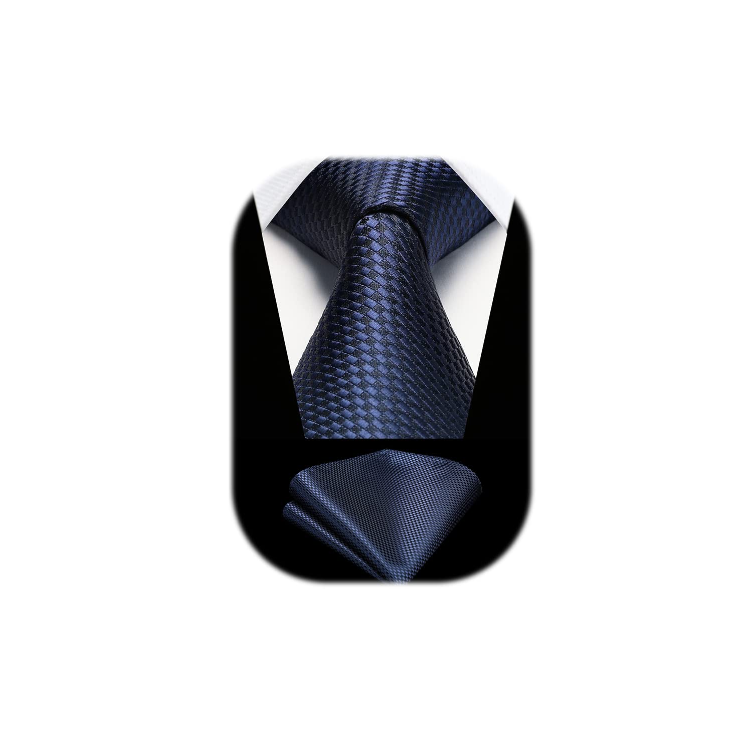 HISDERN Men's Ties Solid Colour Elegant Business Tie Wedding and Handkerchief Se