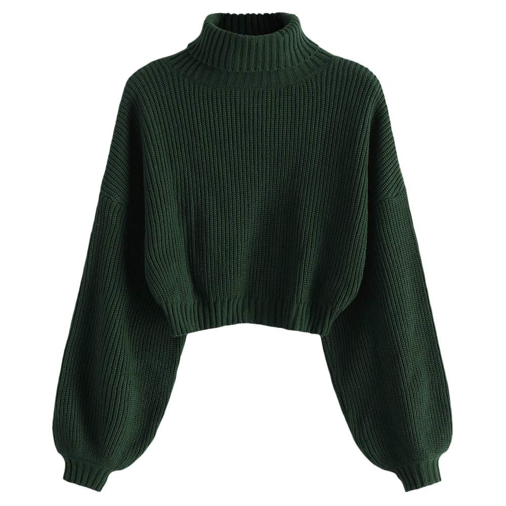 ZAFUL Women's Pullover Sweater Drop Shoulder Plain Knitted Cropped Sweater Pullo