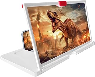 12'' Phone Screen Magnifier Amplifier, Foldable Phone Stand 3D HD Mobilephone Magnifier Projector Screen for Movies, Videos, Gaming, for All Smartphone, Gifts for Men(White)