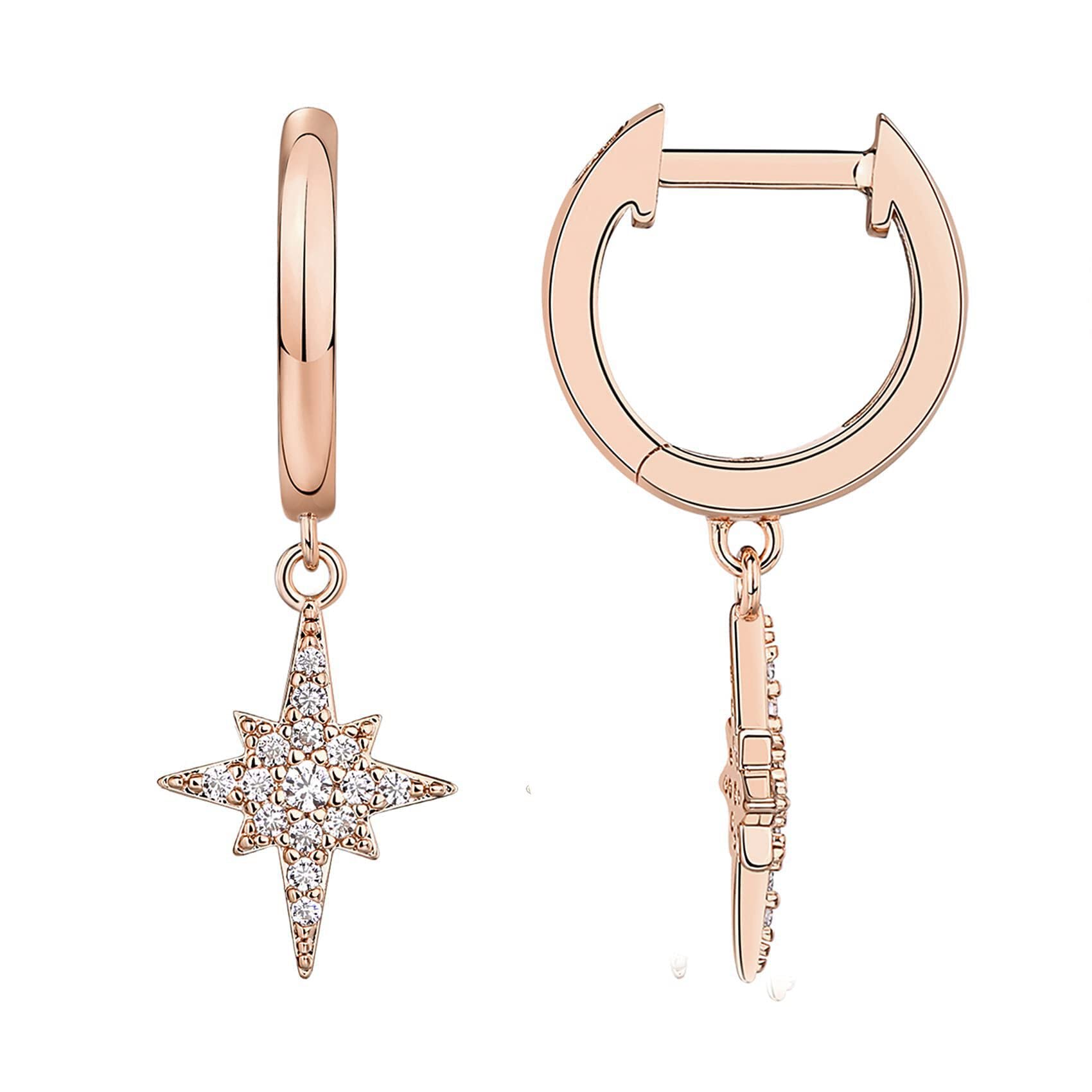 PAVOI 14K Gold Plated Dainty Motif Charms Huggie Hoop Earrings for Women