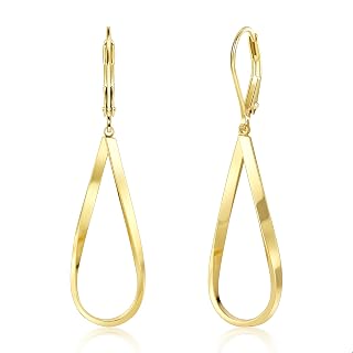 ALEXCRAFT Silver Teardrop Leverback Earrings for Women Trendy Waterdrop Drop Twisted Dangle Earrings Jewelry 14K Gold Plated Hypoallergenic Boho Leverback Dangle Earring