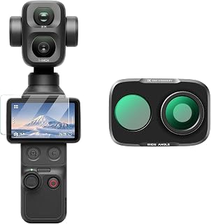 K&F CONCEPT Wide-Angle Lens Filter Kit Compatible with DJI Osmo Pocket 4P | Wide-Angle Lens Filter with Snap-fit Mount & HD ACG Glass, UV Filter with Screen Protector - Aluminium Alloy Frame - FD171