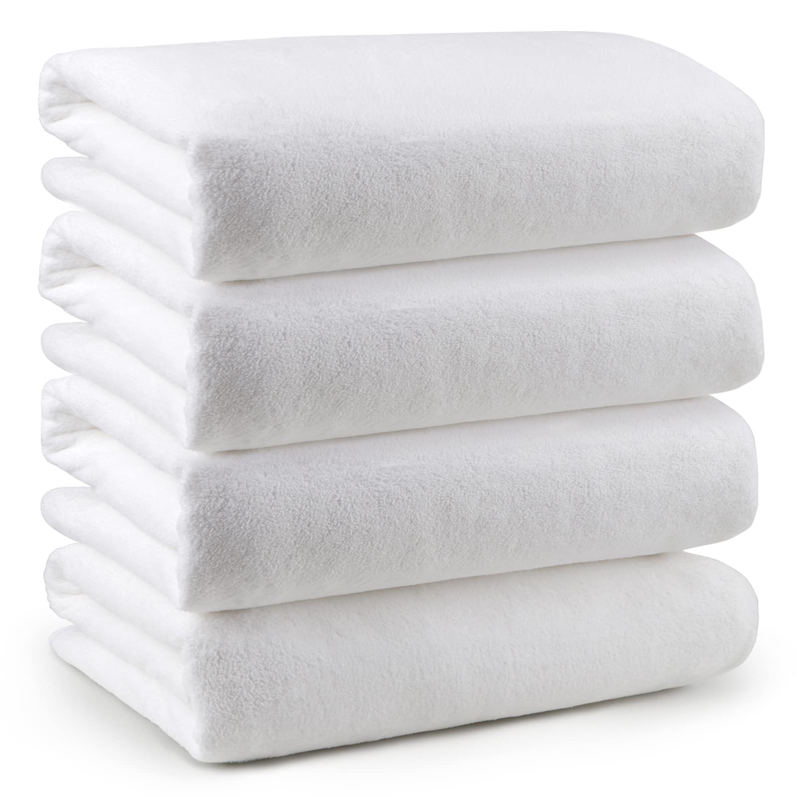 Orighty 4 Pack White Soft Touch Bath Towels (27" x 54"), Highly Absorbent Microf