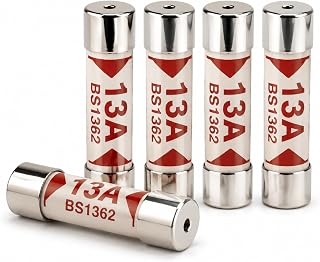5 Pack Static Arc 13A Ceramic Fuses BS1362 13 Amp 240V/250V Plug Top Fuse, 6.3x25mm for UK Mains Electrical Appliances, Household Fuse for Plugs (5 pcs)