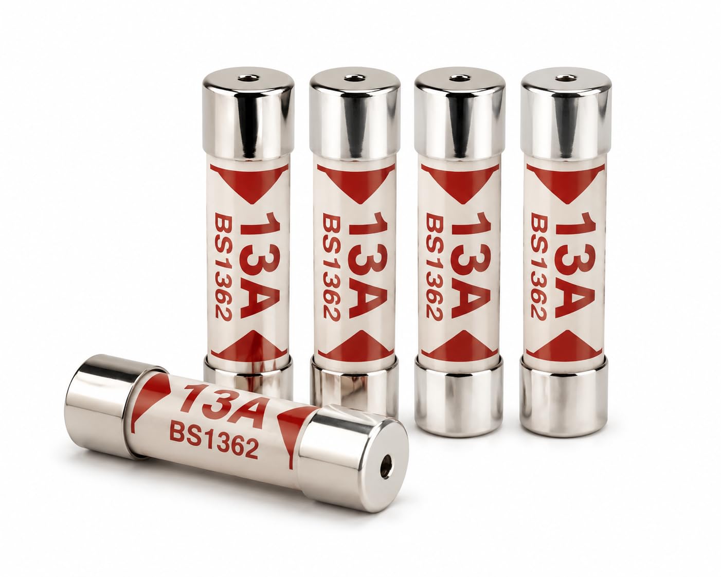 5 Pack Static Arc 13A Ceramic Fuses BS1362 13 Amp 240V/250V Plug Top Fuse, 6.3x2
