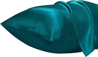 Lirex Satin Pillowcase for Hair and Skin, Super Soft and Cooling Silk Like 2 Pack King Size Pillow Cases 50x101cm with Envelope Closure, Gifts for Women and Men, Peacock Blue