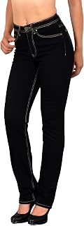 ESRA Stretch Women's Jeans Trousers High Waist Jeans Women's Straight Leg Trousers up to Plus Size G300
