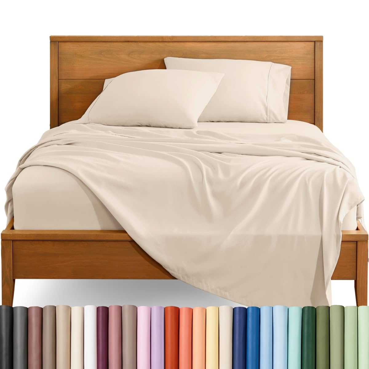 Bare Home Queen Sheet Set - 1800 Ultra-Soft (Queen, Sand)