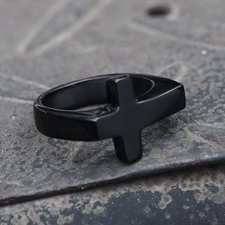 Bague classique en acier inoxydable avec croix latérale – Bijou chrétien minimaliste pour homme et femme – Accessoire élégant au quotidien