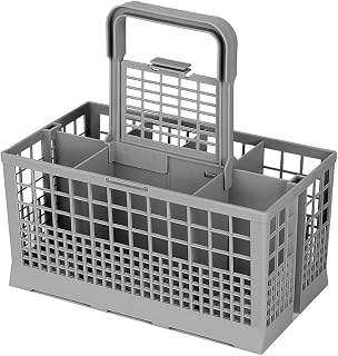 DL SERVICE Universal Dishwasher Cutlery Basket Compatible with Various Brands (Bosch/Siemens/Rex/Electrolux), Removable Handle, Plastic, 24 x 24 x 23.5 cm