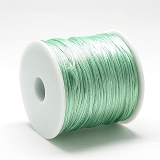 Silky Shiny Satin Nylon Cord for Jewelry Making, Beading, Bows, Trimming Wrapping, DIY Crafts, Macramé, Kumihimo, Aquamarine