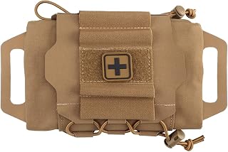 LIVANS Molle Medical IFAK Pouch, Tactical First Aid Pouch for Duty Belt | Micro IFAK Belt Pouch, Mini EMT Pouch, Quick Deploy Trauma Kit Carrier with Hypalon Handle, Elastic Loops & Patch Panel