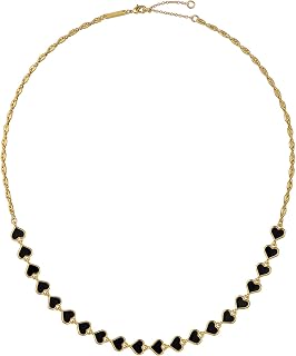 Ted Baker London Hazel Enamel Heart Chain Necklace for Women (Gold/Black)