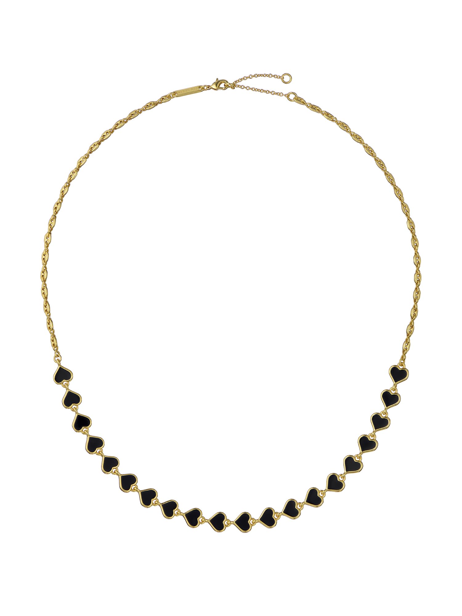 Ted Baker London Hazel Enamel Heart Chain Necklace for Women (Gold/Black)