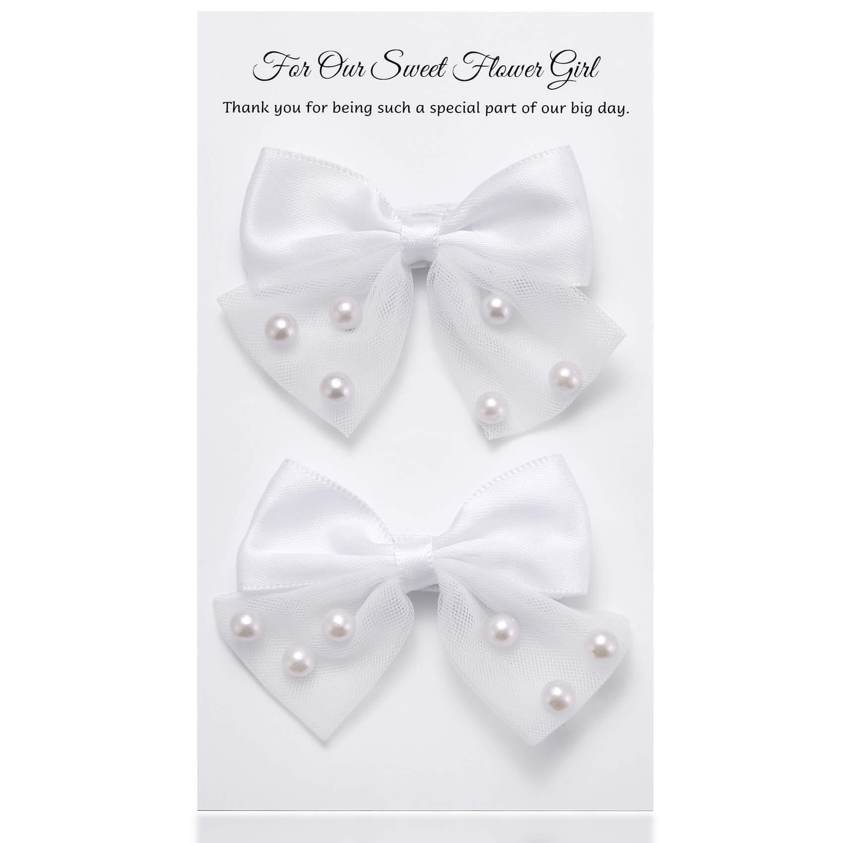 Flower Girl Pearl Hair Clip - 2 Pack Lace Bow Tulle Toddler Hair Clips from Brid