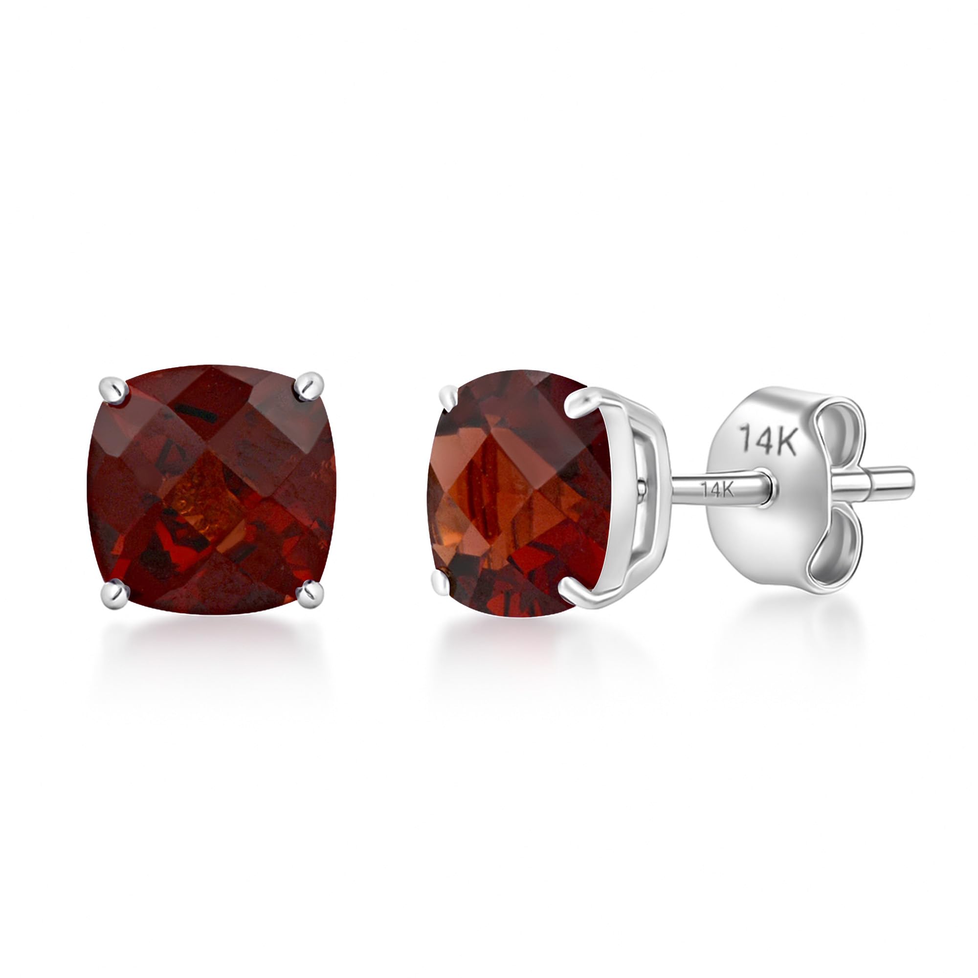 MAX + STONE 14k Gold 6MM Cushion Cut Stud Gemstone Earrings | Hypoallergenic Sol