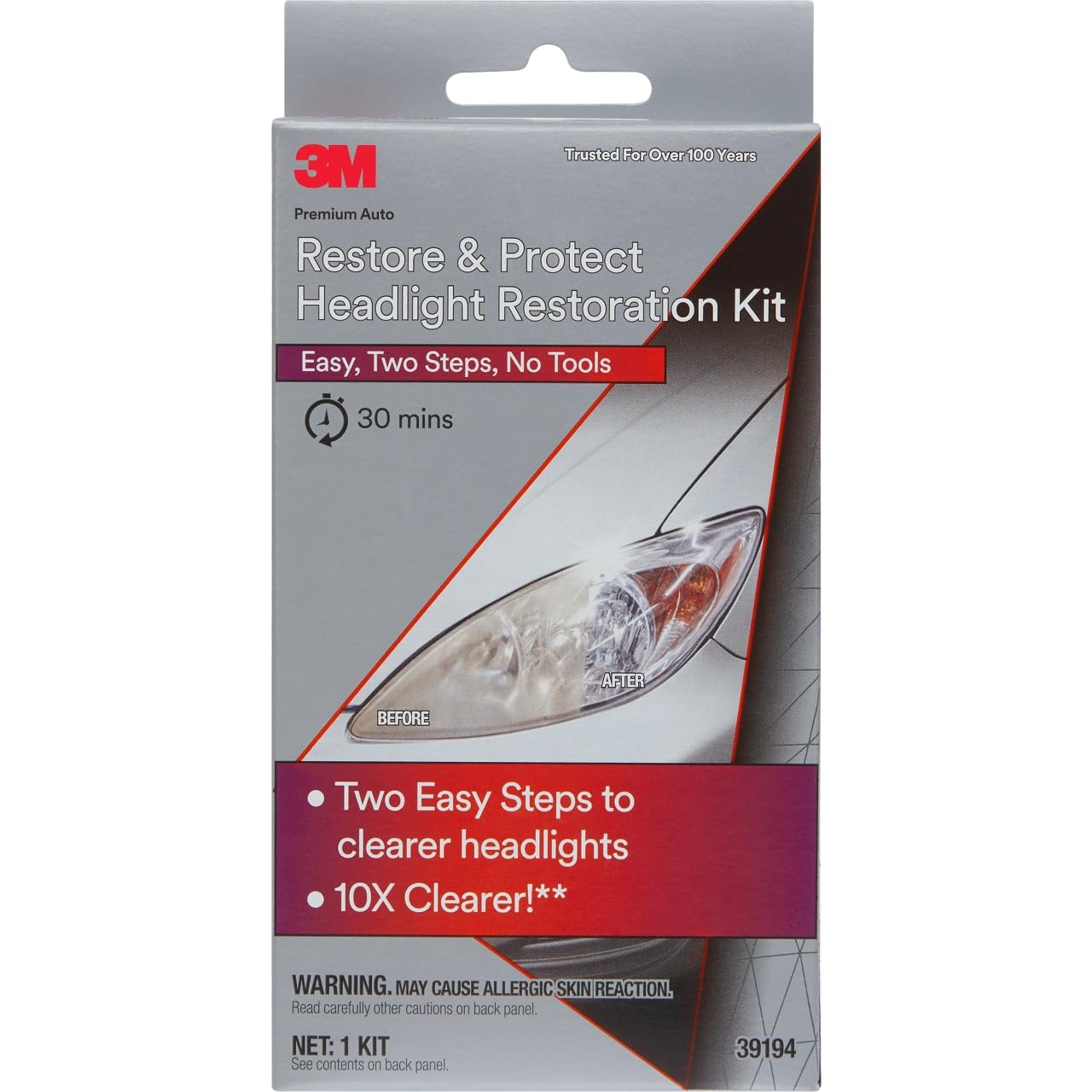 3M Auto Restore and Protect Headlight Restoration Kit, Use On Plastic Lenses, He